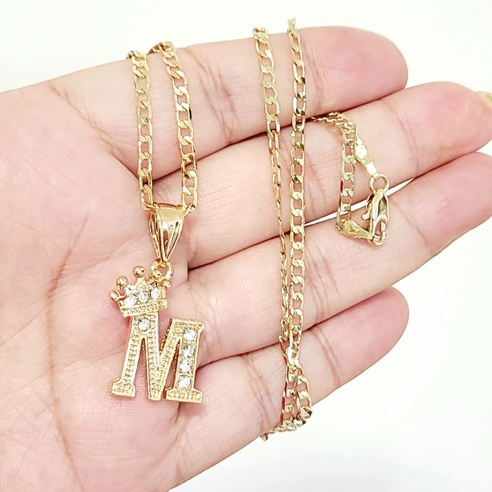 Initial M necklace 14k Gold plated.